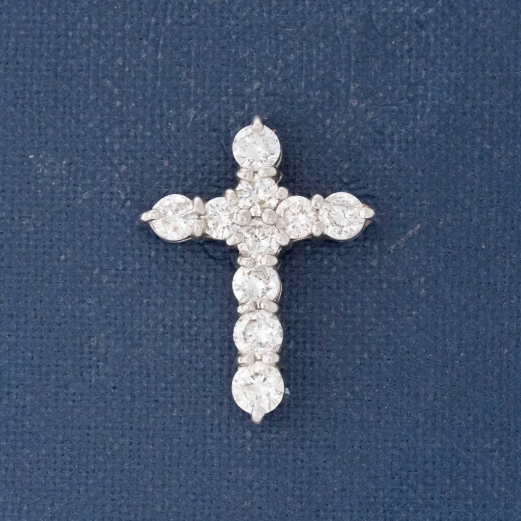 1.00ctw Round Brilliant Cut Diamond Cross Charm
