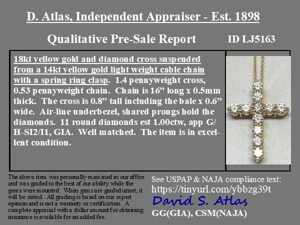 1.00ctw Round Brilliant Cut Diamond Cross Pendant - Image 3