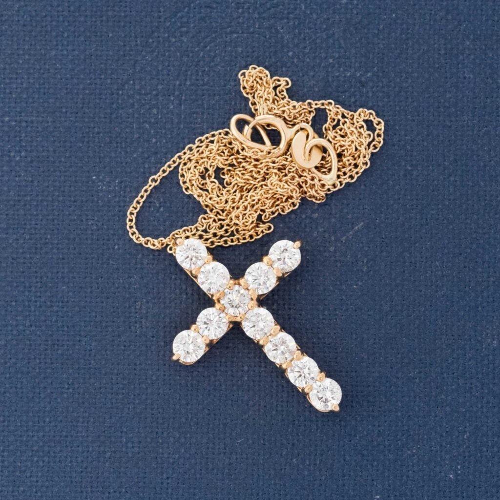 1.00ctw Round Brilliant Cut Diamond Cross Pendant