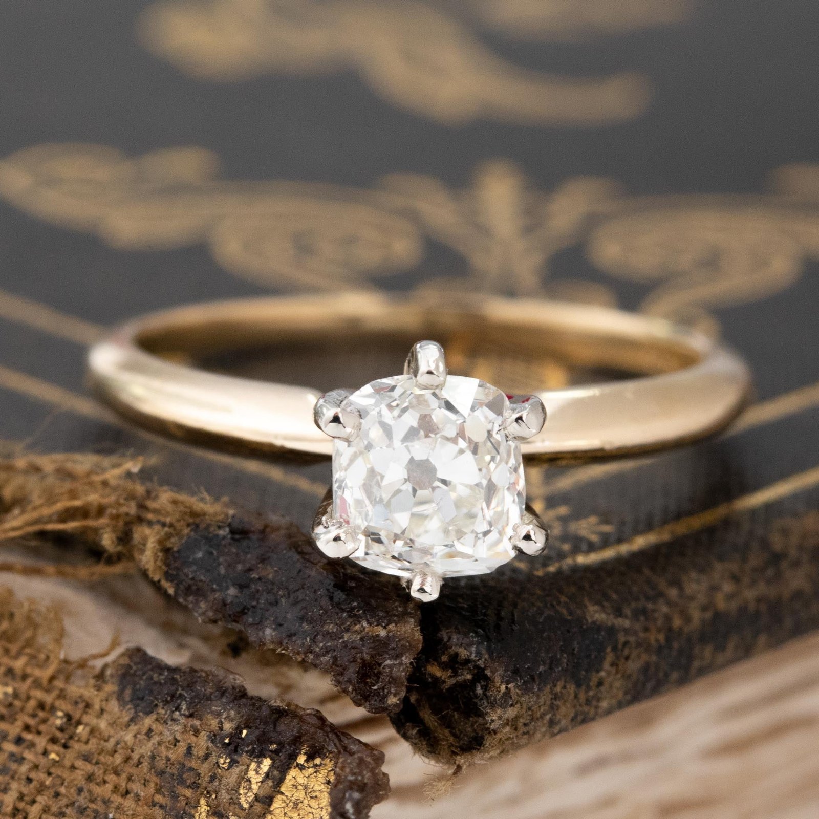 1.02ct Vintage Old Mine Cut Diamond Solitaire, GIA