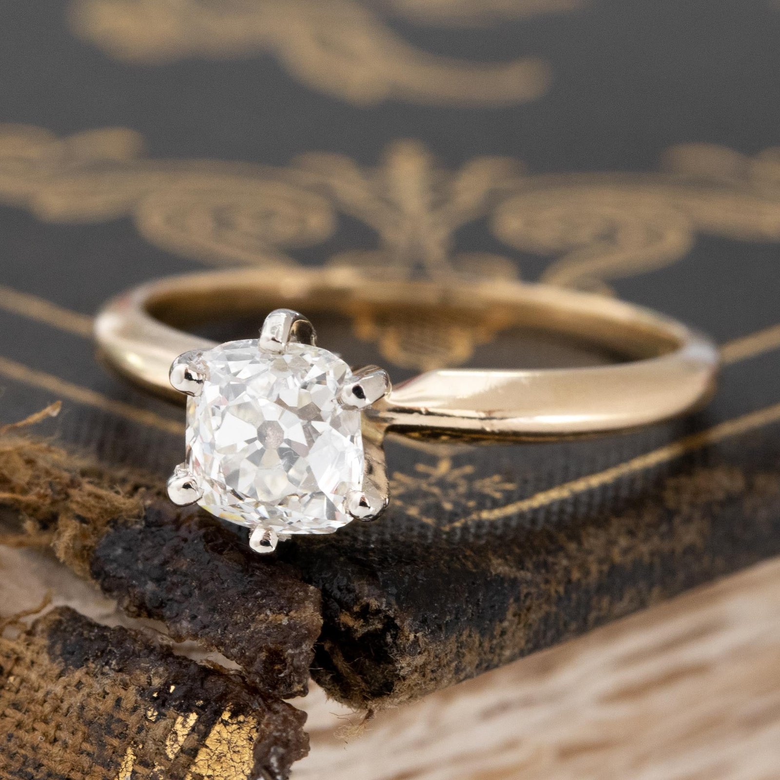 1.02ct Vintage Old Mine Cut Diamond Solitaire, GIA - Image 4