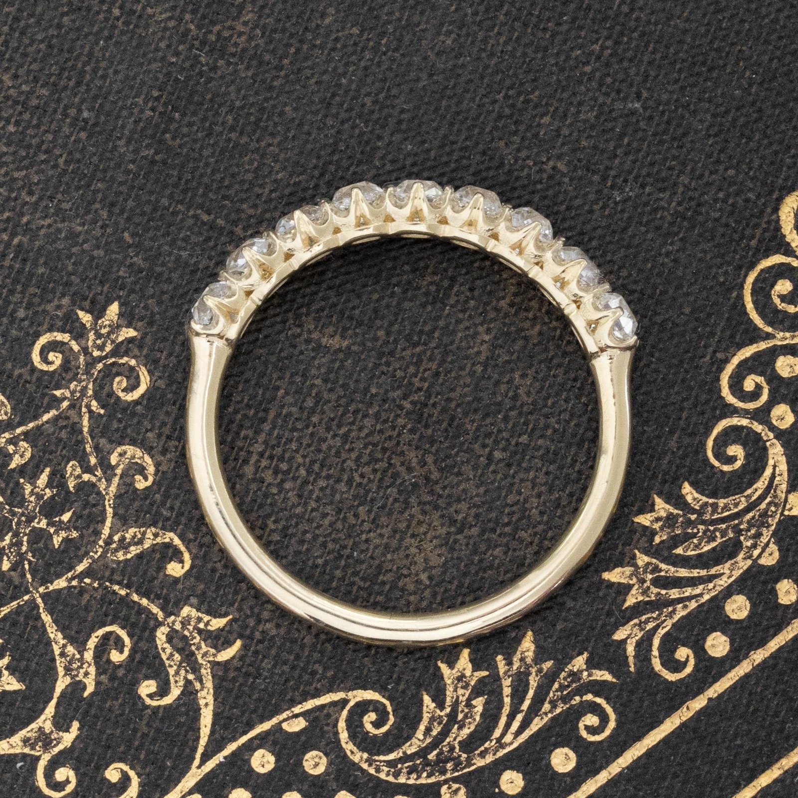 1.03ctw Old Mine Cut Diamond 9-Stone Half-Hoop Band - Image 5
