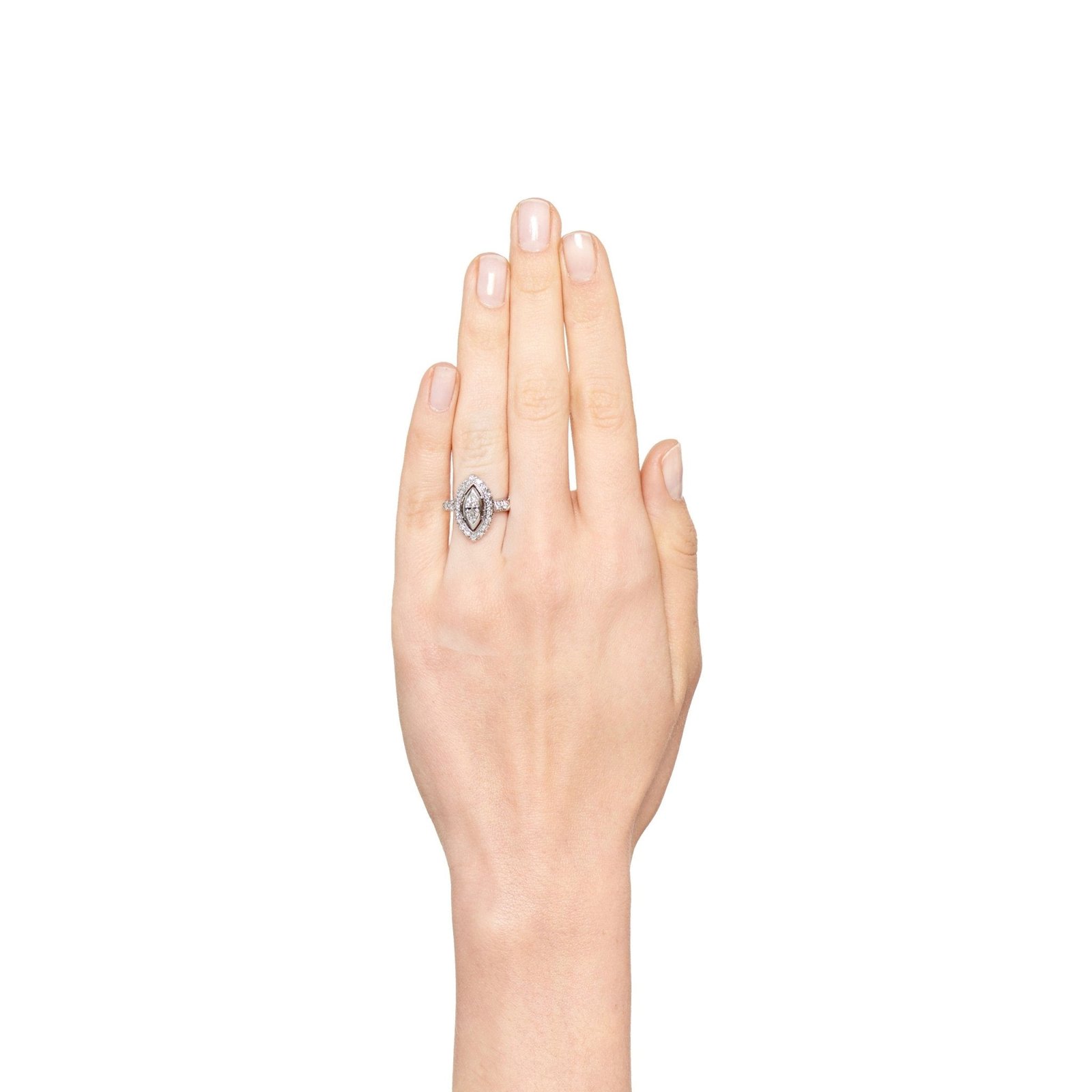1.03ctw Vintage Marquise Cut Diamond Navette Ring - Image 2