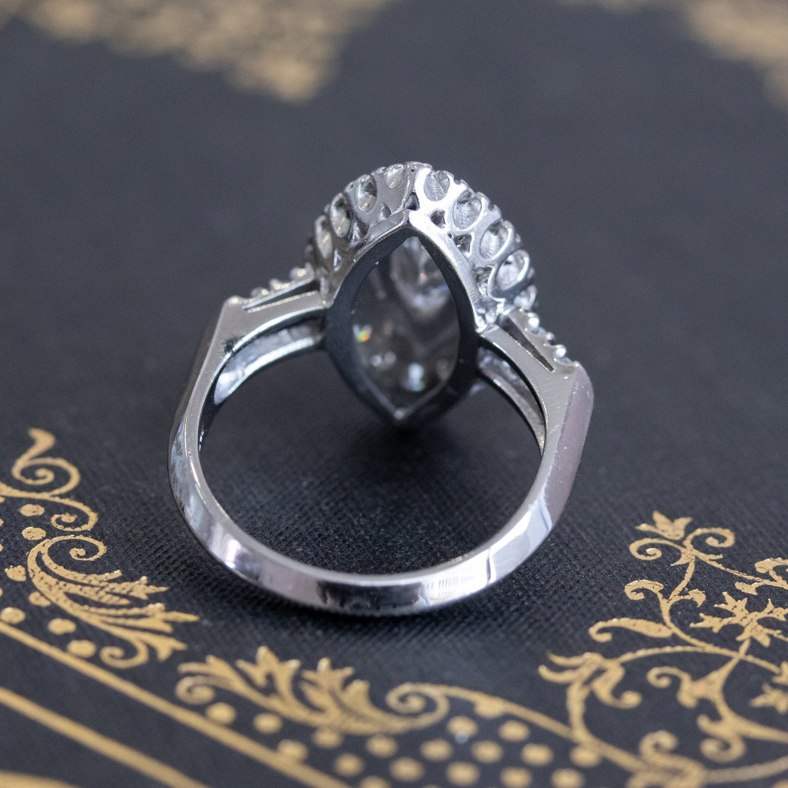 1.03ctw Vintage Marquise Cut Diamond Navette Ring - Image 5
