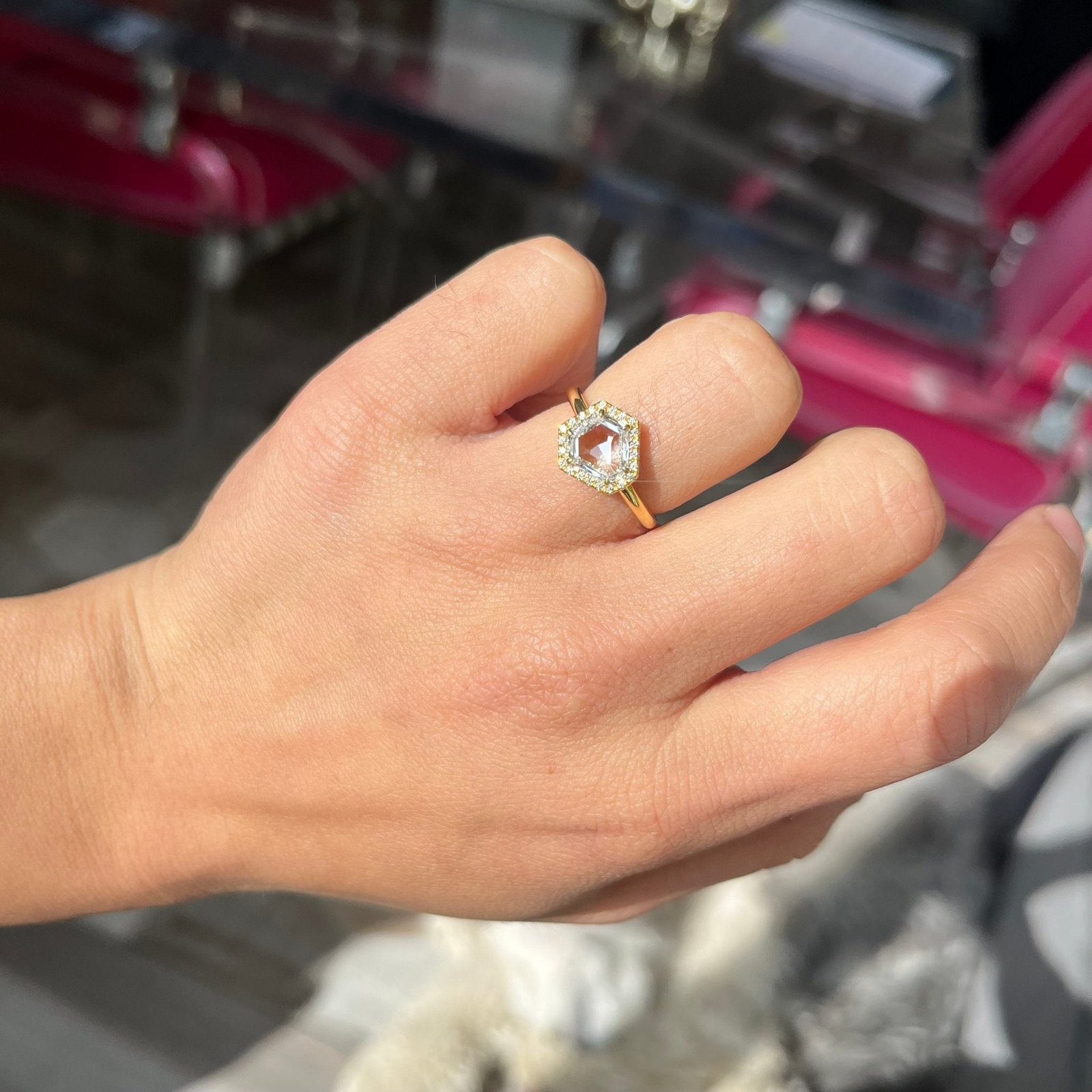 1.04ct Kite Step Cut Diamond Halo Solitaire - Image 2