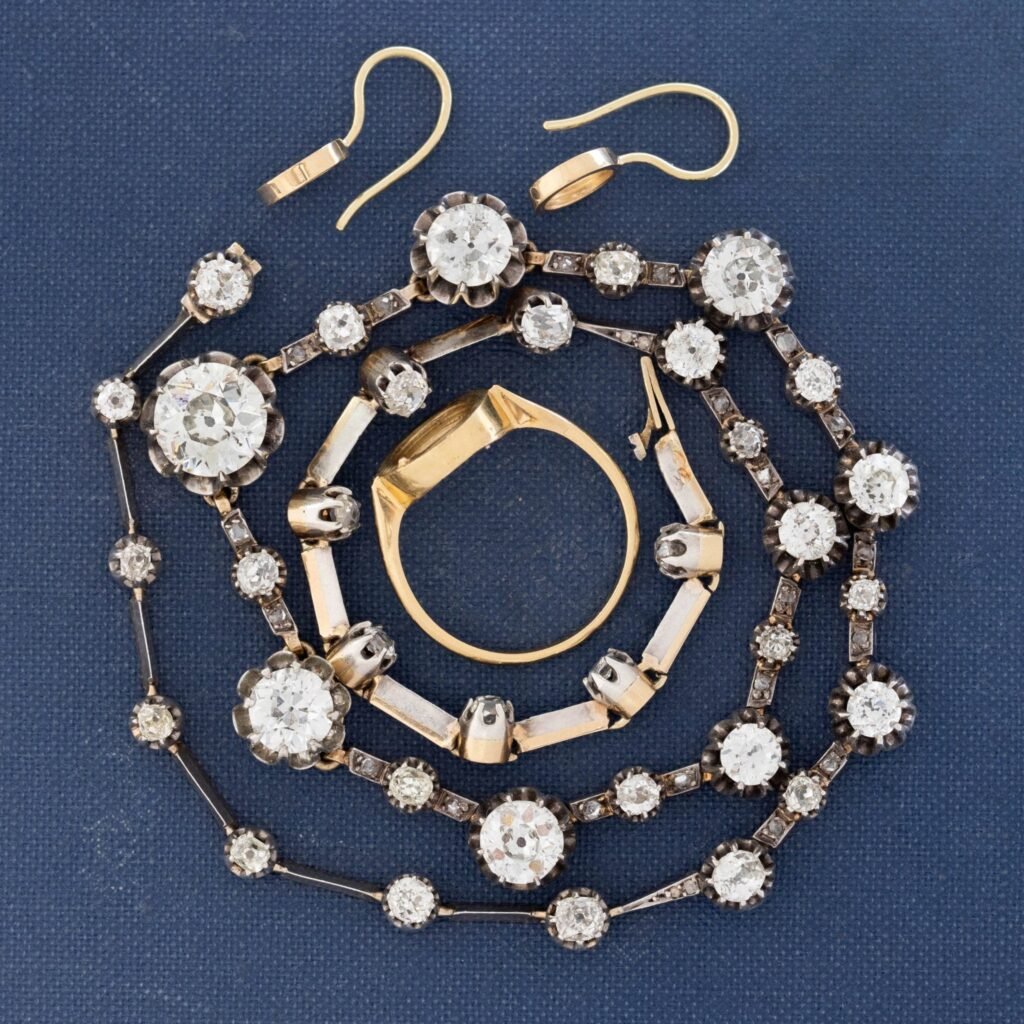 10.65ctw Victorian Old European Cut Convertible Riviere Necklace, French