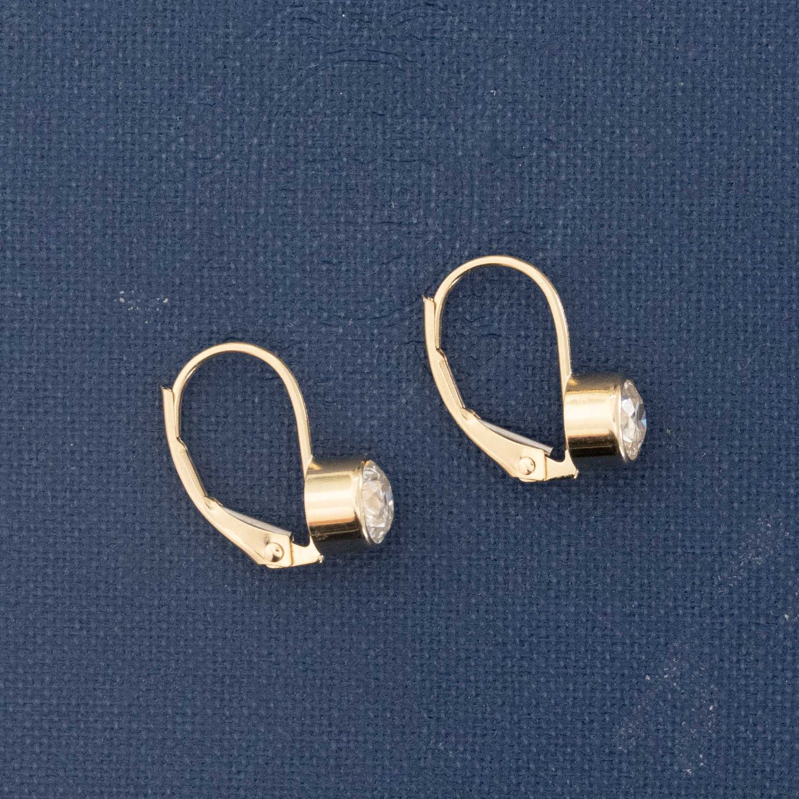 1.06ctw Old European Cut Diamond Bezel Dormeuse Earrings - Image 5