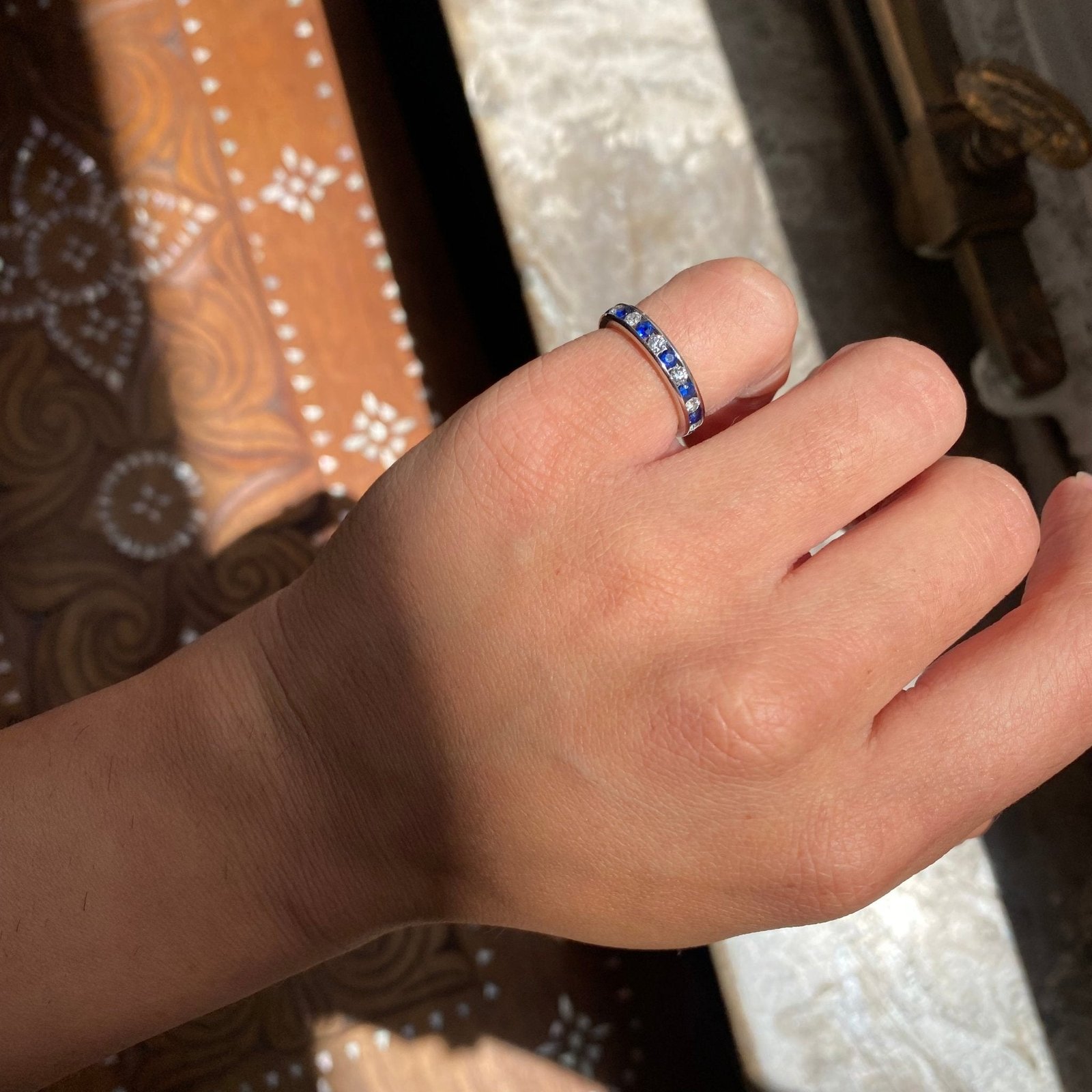 1.06ctw Vintage "Legacy" Sapphire & Diamond Eternity Band, by Tiffany & Co. - Image 2