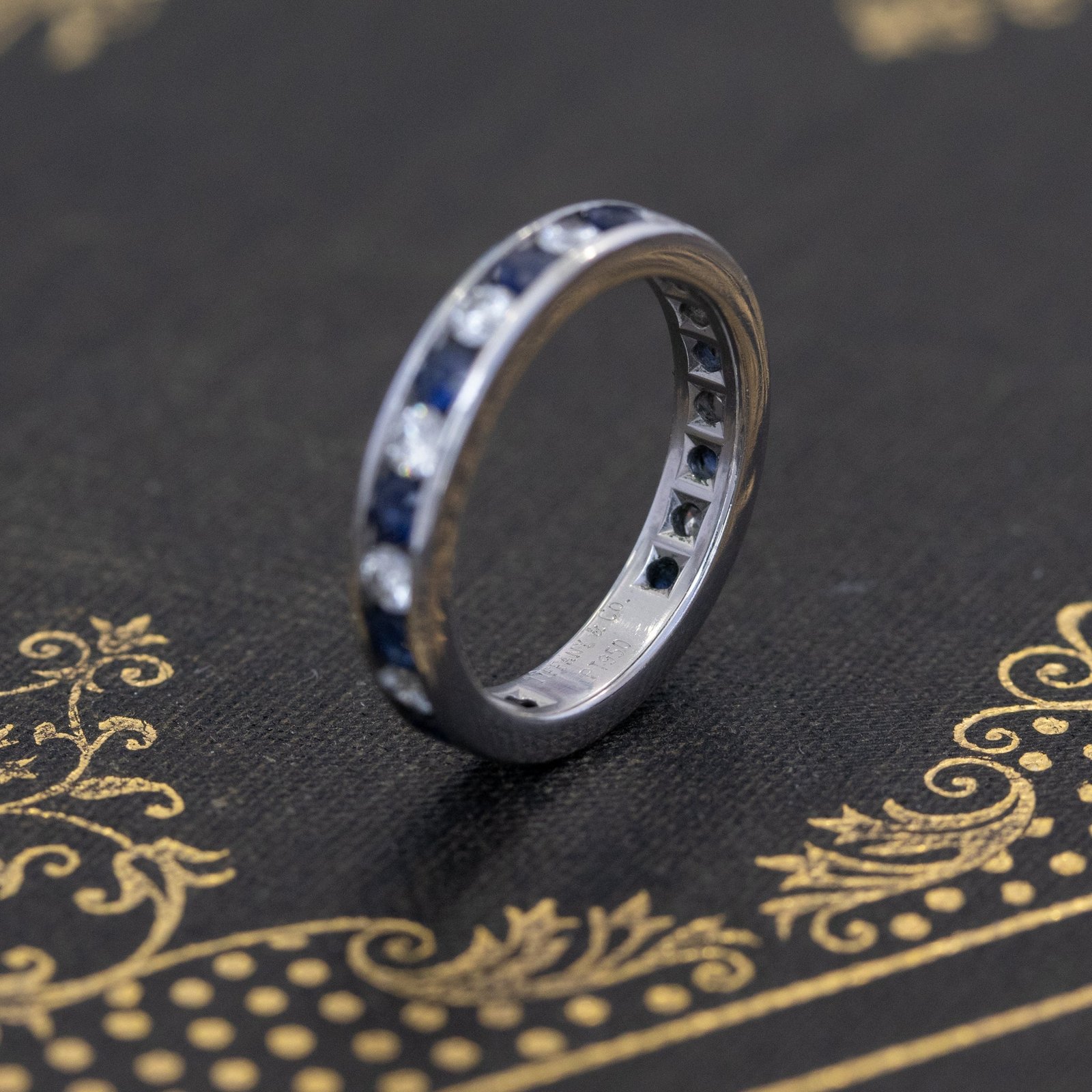 1.06ctw Vintage "Legacy" Sapphire & Diamond Eternity Band, by Tiffany & Co. - Image 5