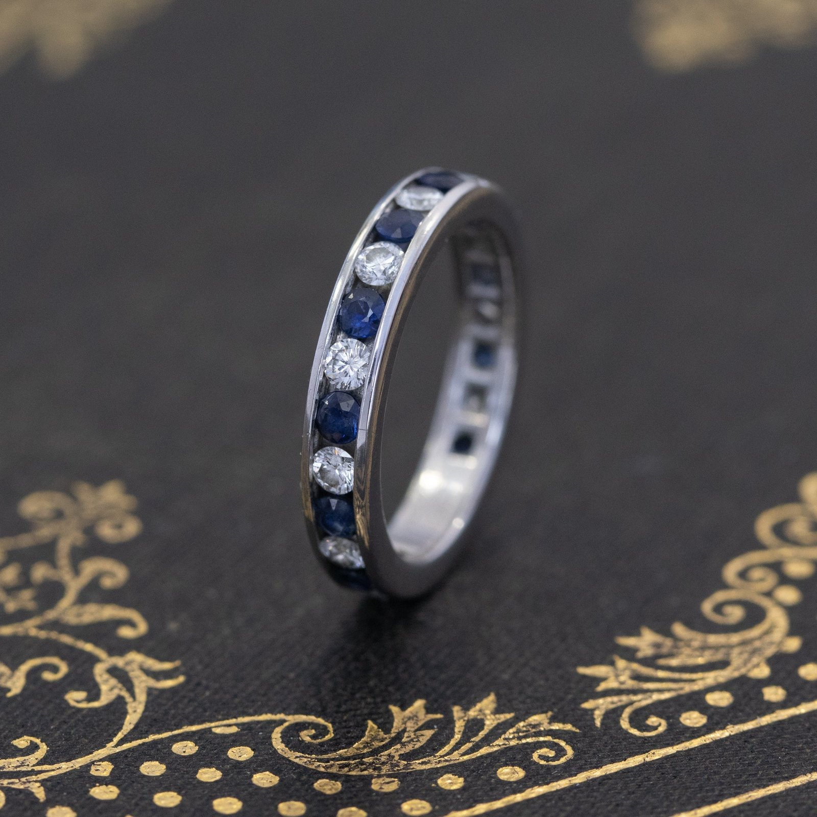 1.06ctw Vintage "Legacy" Sapphire & Diamond Eternity Band, by Tiffany & Co. - Image 3