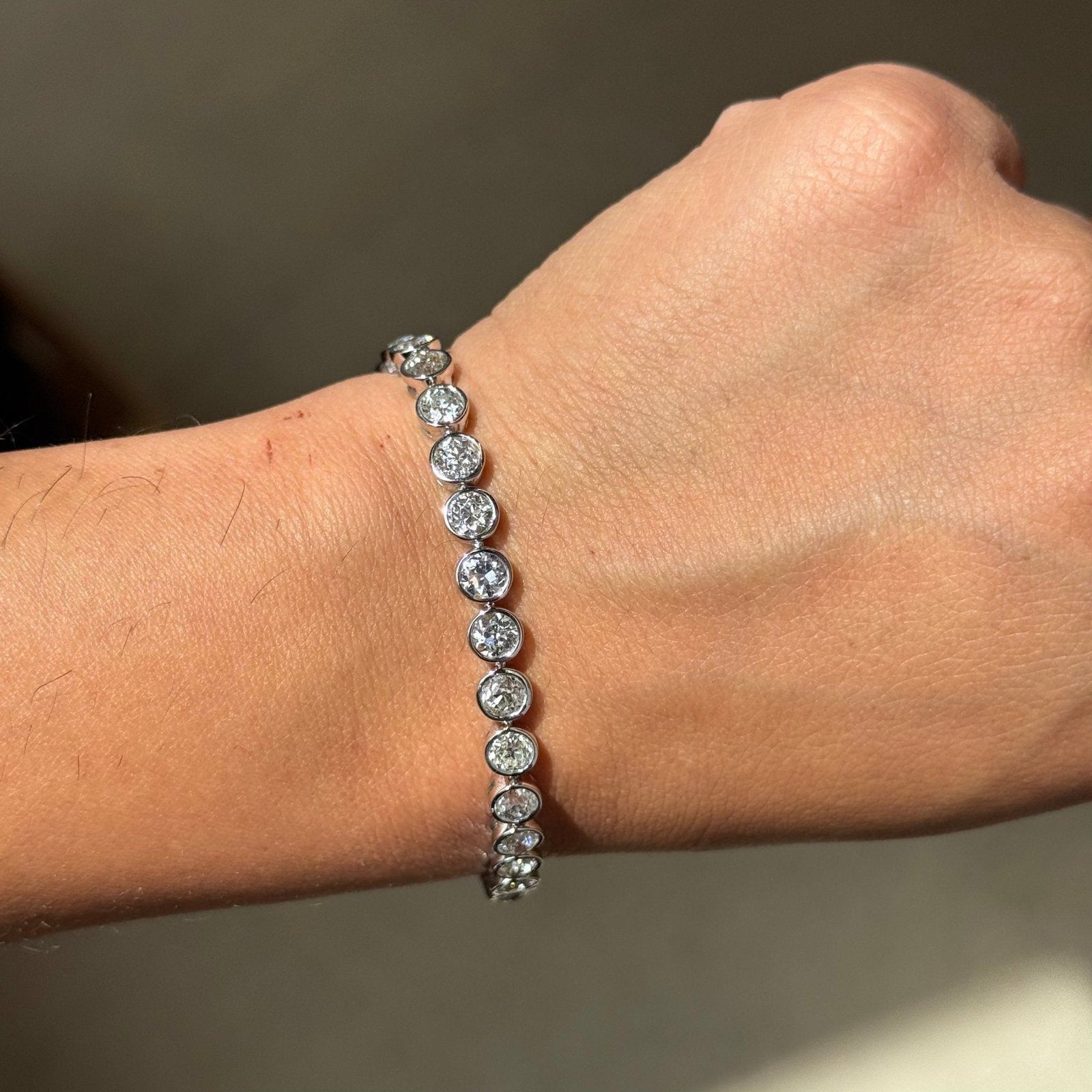 10.74ctw Old European Cut Diamond Bezel Tennis Bracelet - Image 2