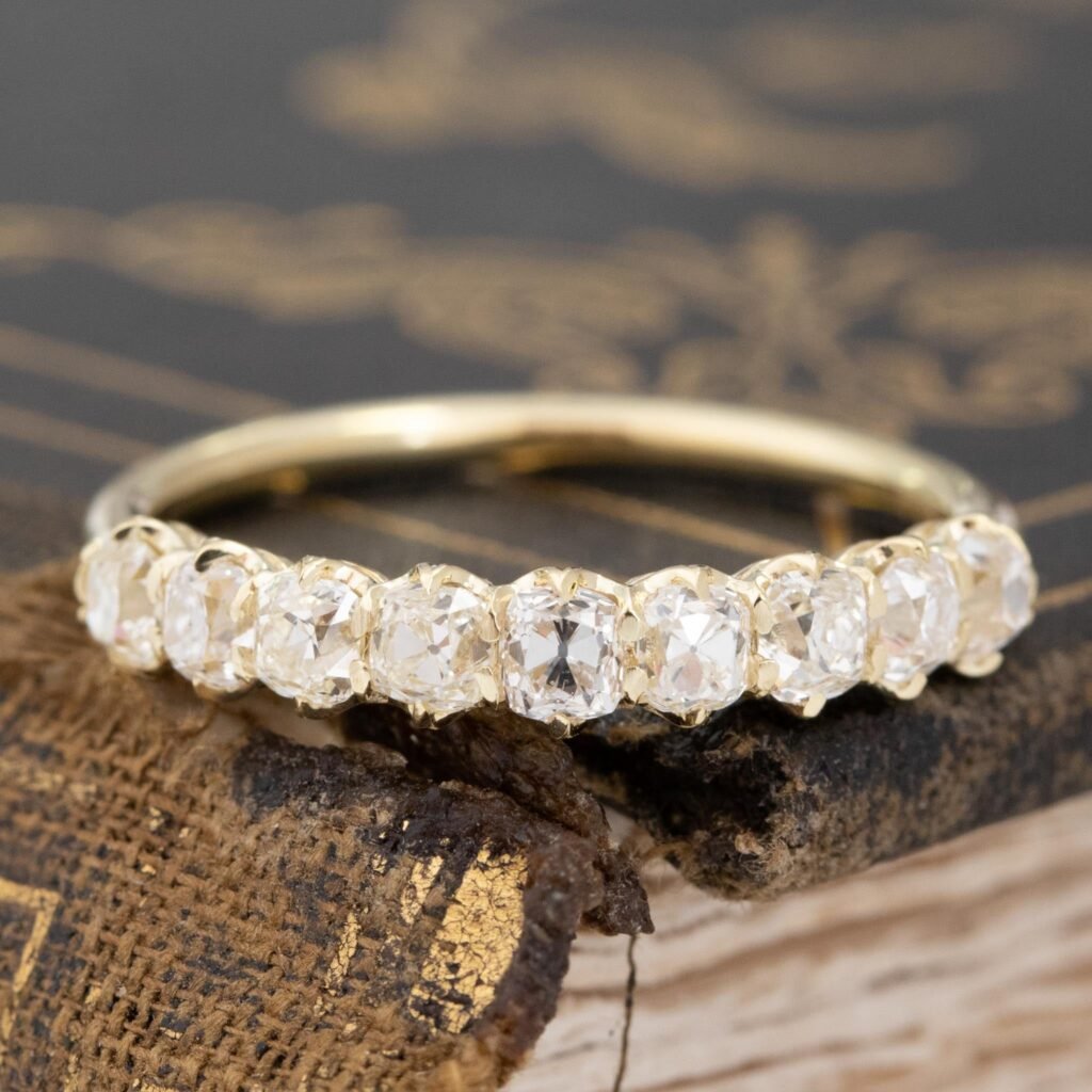1.07ctw Old Mine Cut Diamond Half-Hoop Band