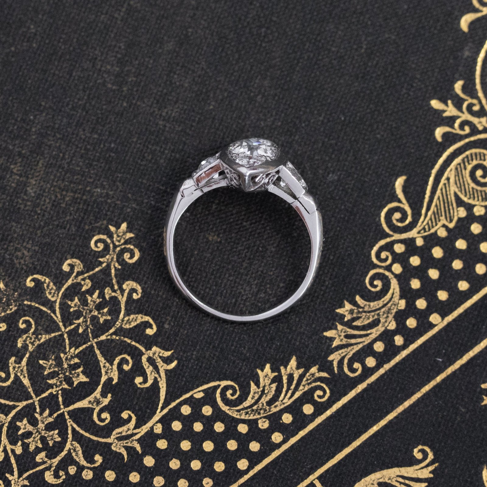 1.08ctw Vintage Old European Cut Navette Dinner Ring - Image 6