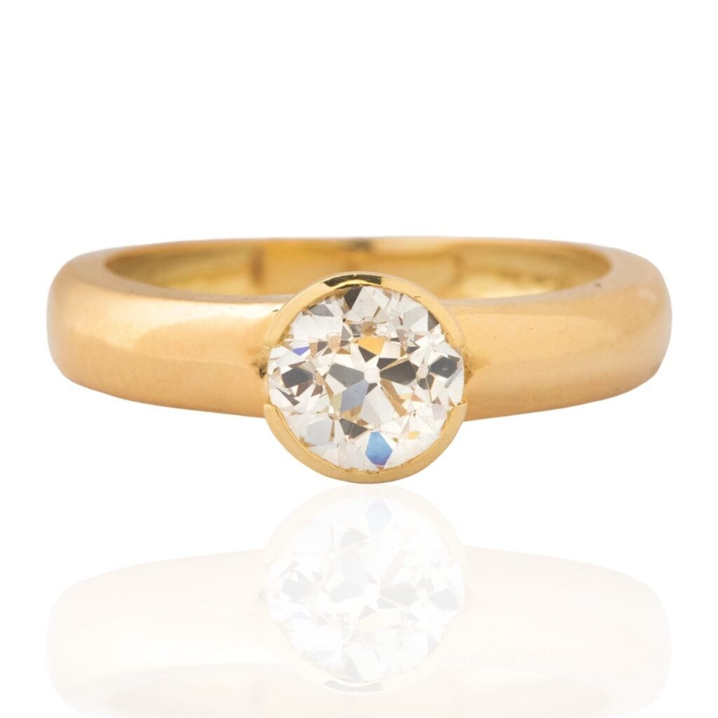 1.10ct Old European Cut Diamond Bezel Solitaire, French