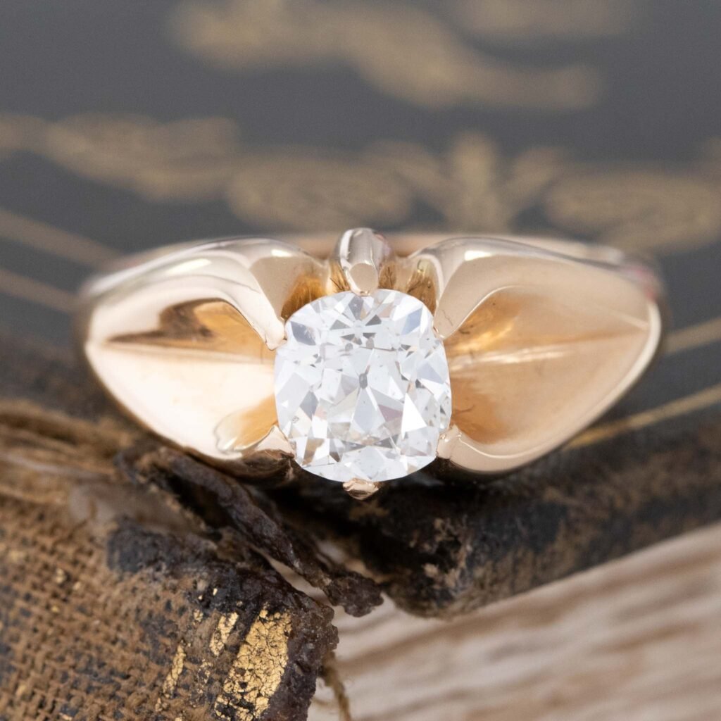 1.13ct Old Mine Cut Diamond Belcher Ring, EGL