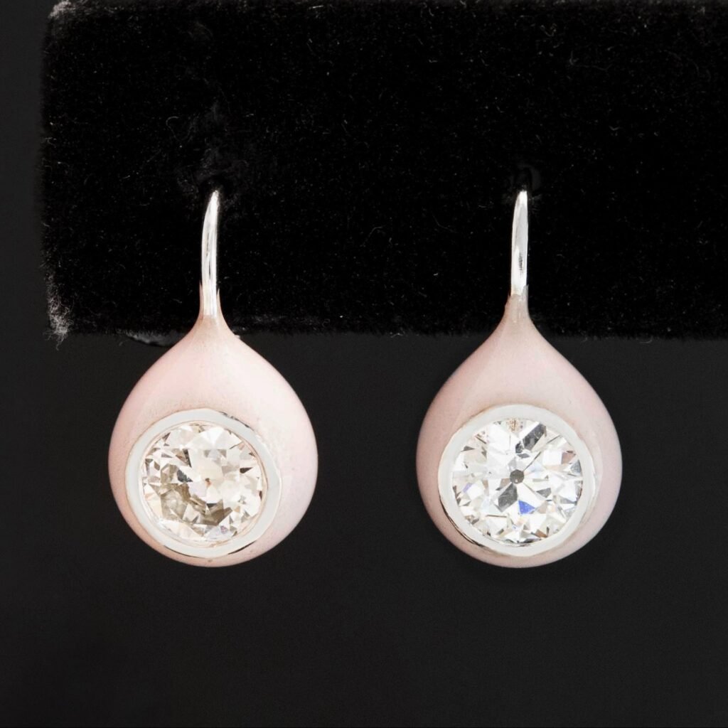 1.15ctw Old European Cut Diamond "Dot" Earrings