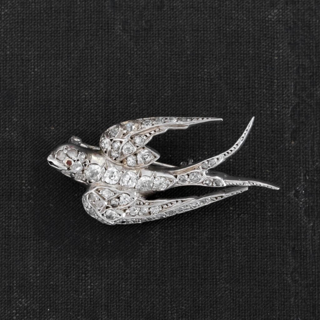 1.17ctw Victorian-era Diamond Swallow Bird Brooch