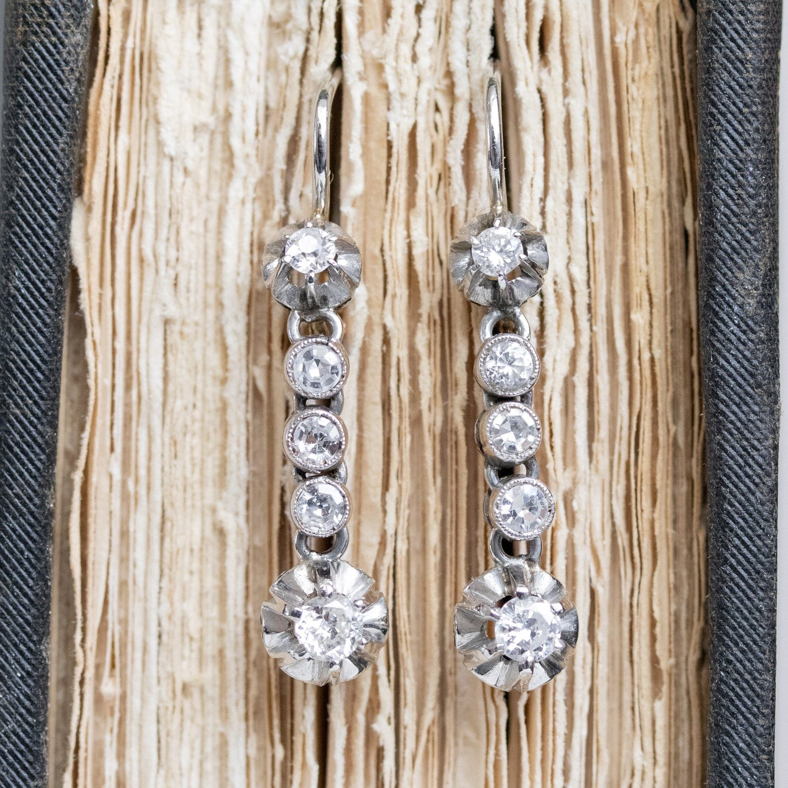 1.18ctw Vintage Old European Cut Diamond Buttercup Drop Earrings