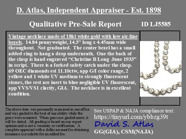 12.00ctw Antique Old European Cut Diamond Necklace, c 1933 - Image 5