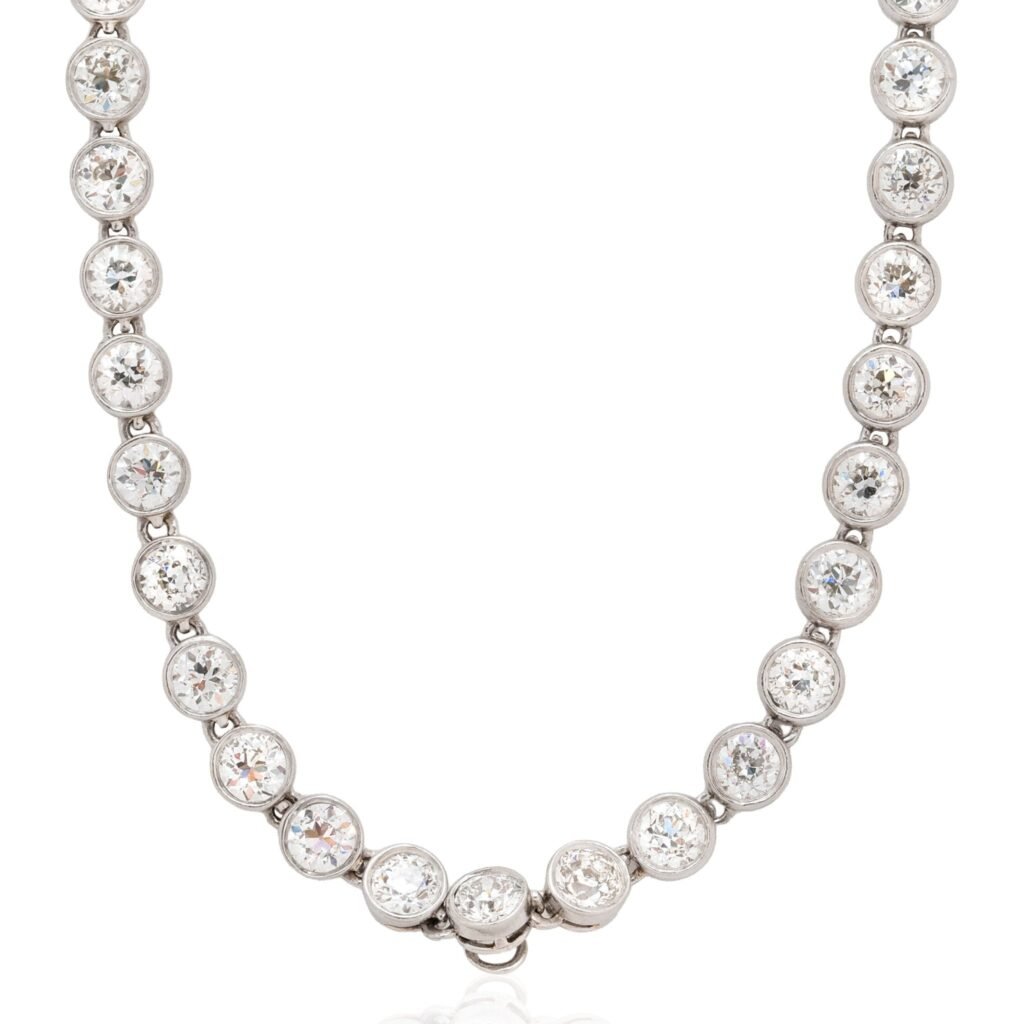12.00ctw Antique Old European Cut Diamond Necklace, c 1933