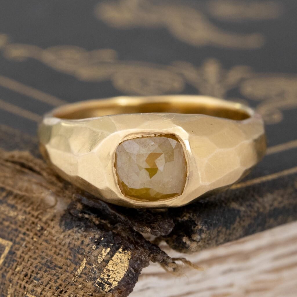 1.20ct Rustic Diamond Hammered Ring
