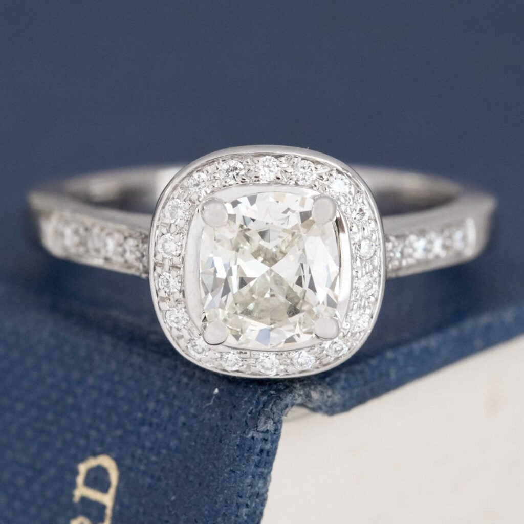 1.22ctw Cushion Cut Diamond Halo Ring