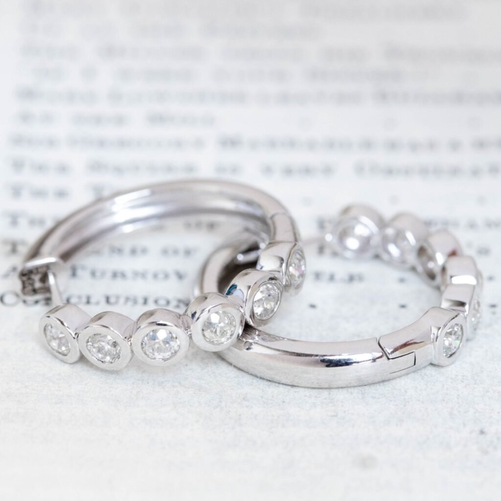 1.25ctw Old European Cut Diamond Bezel Hoop Earrings