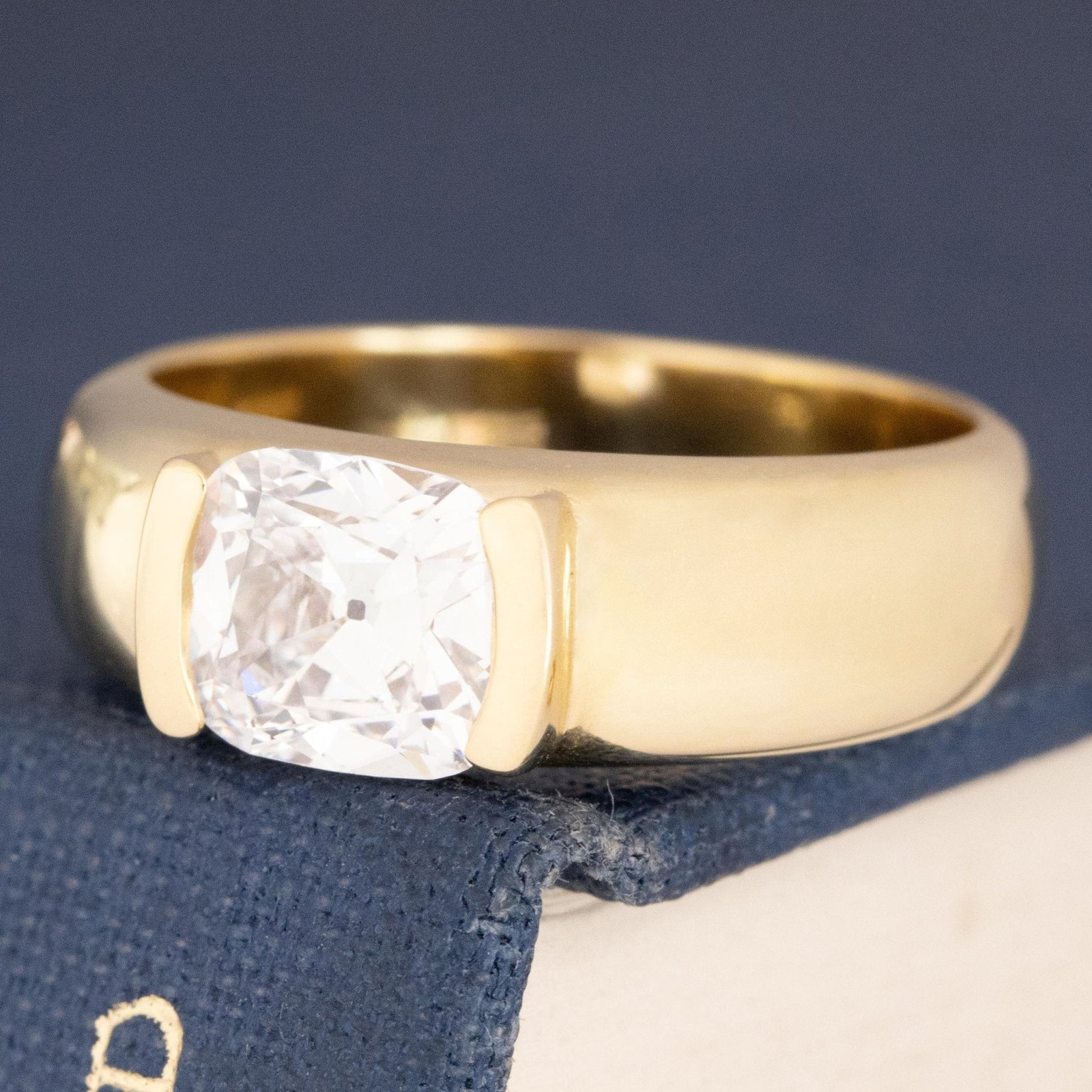 1.26ct Old Mine Cut Diamond Half Bezel Solitaire - Image 4