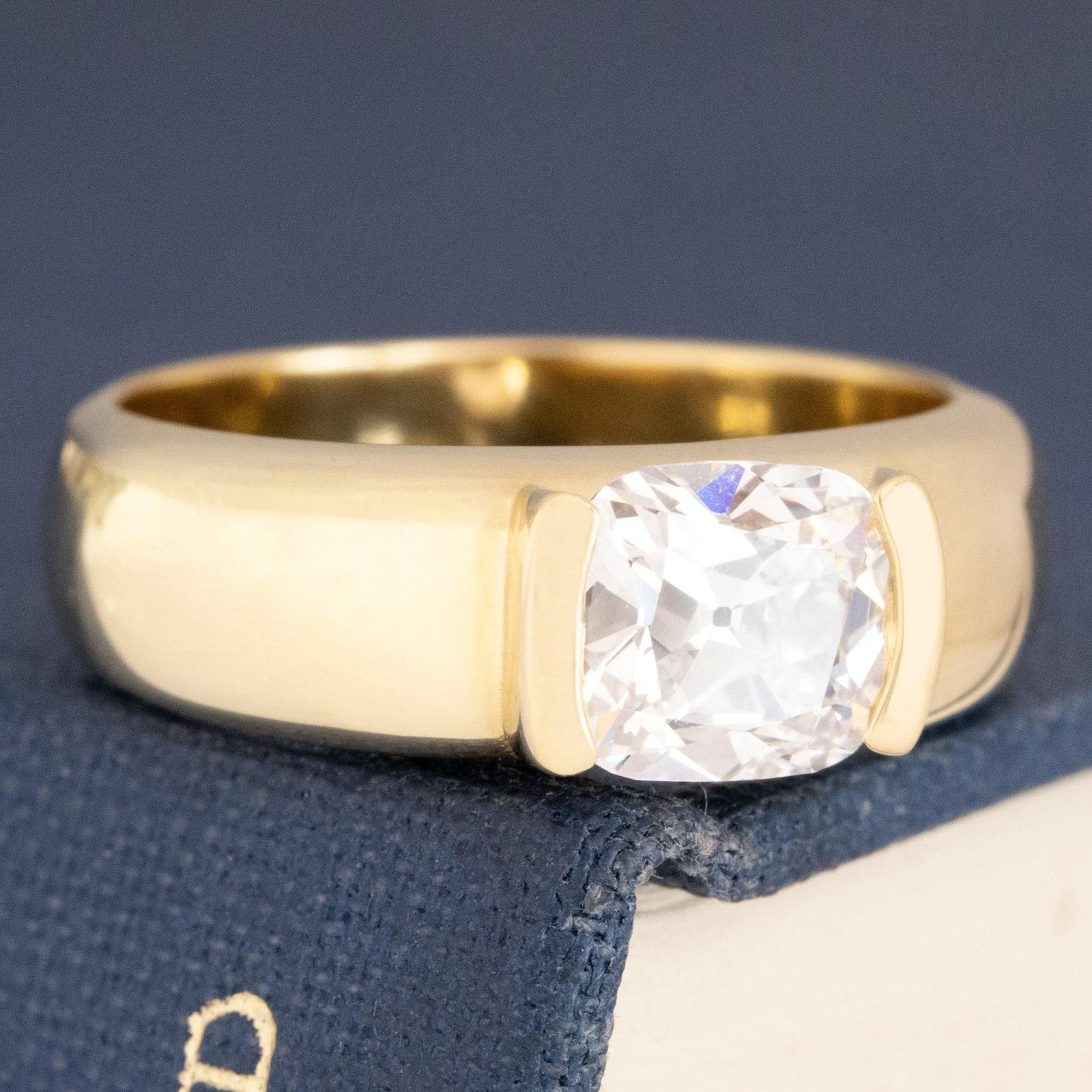 1.26ct Old Mine Cut Diamond Half Bezel Solitaire - Image 3