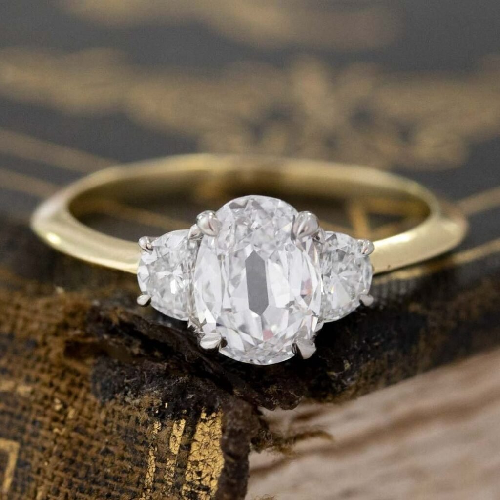 1.27ctw Oval Cut Diamond Trilogy Ring, GIA