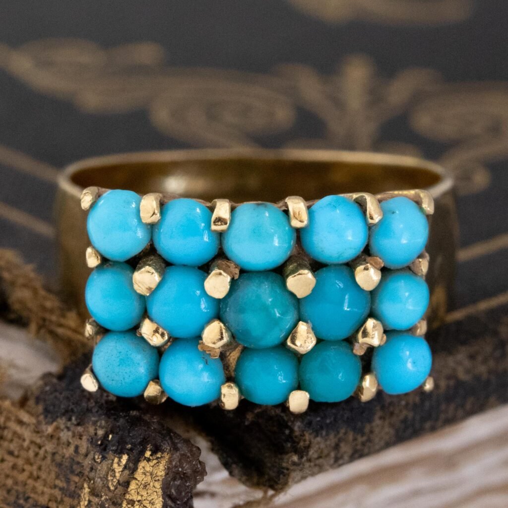 1.30ctw Vintage Turquoise Triple Row Ring