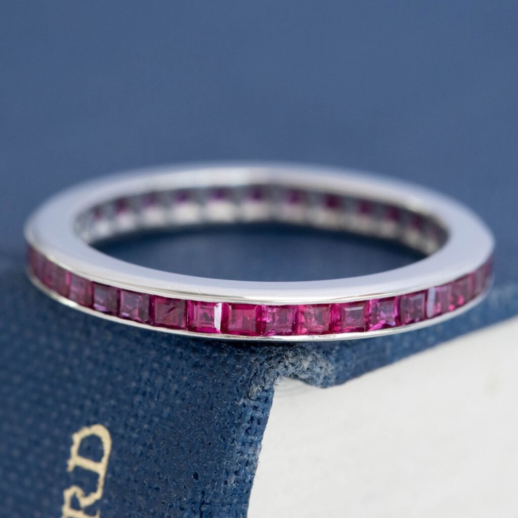1.33ctw Vintage Ruby Step Cut Eternity Band