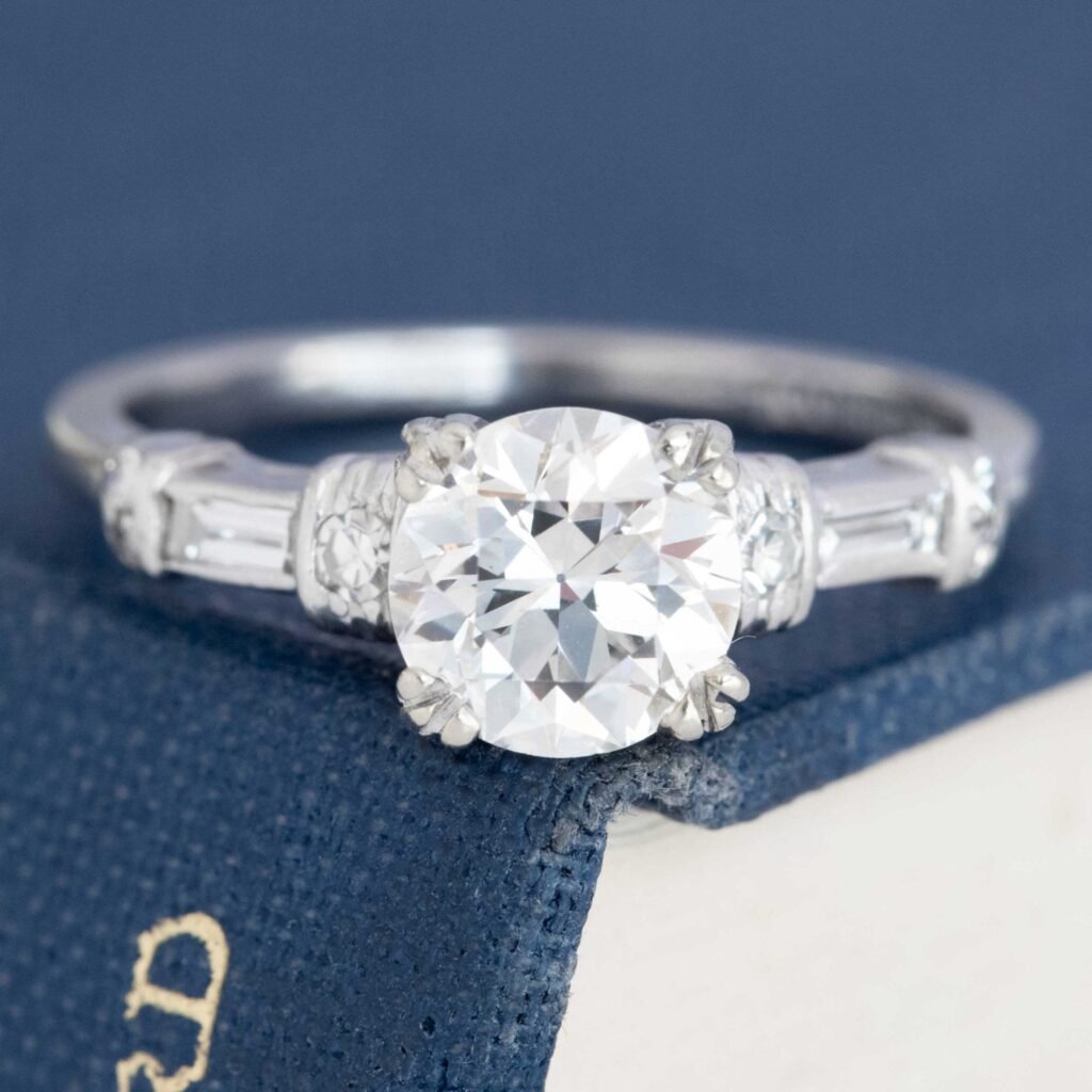 1.35ctw Vintage Transitional Cut Diamond Ring, GIA