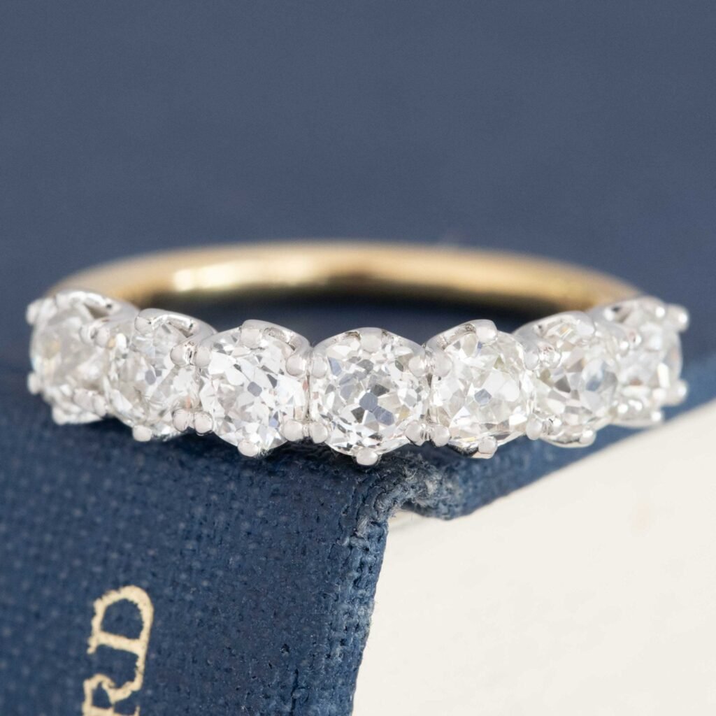 1.37ctw Old Mine Cut Diamond 7-Stone Band