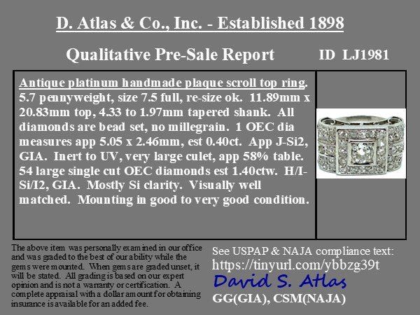 1.40ctw Art Deco Diamond Scroll Ring - Image 4