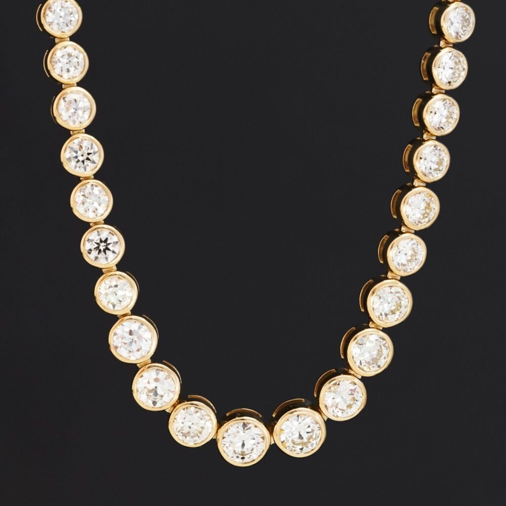 14.11ctw Old European Cut Diamond Graduated Tennis Necklace
