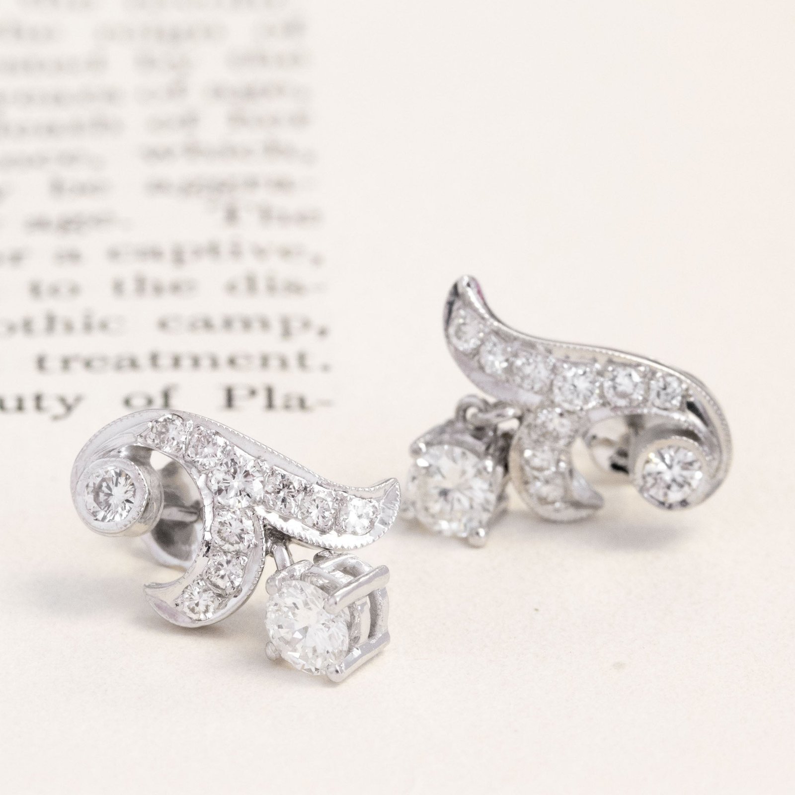 1.41ctw Vintage Diamond Drop Earrings - Image 3