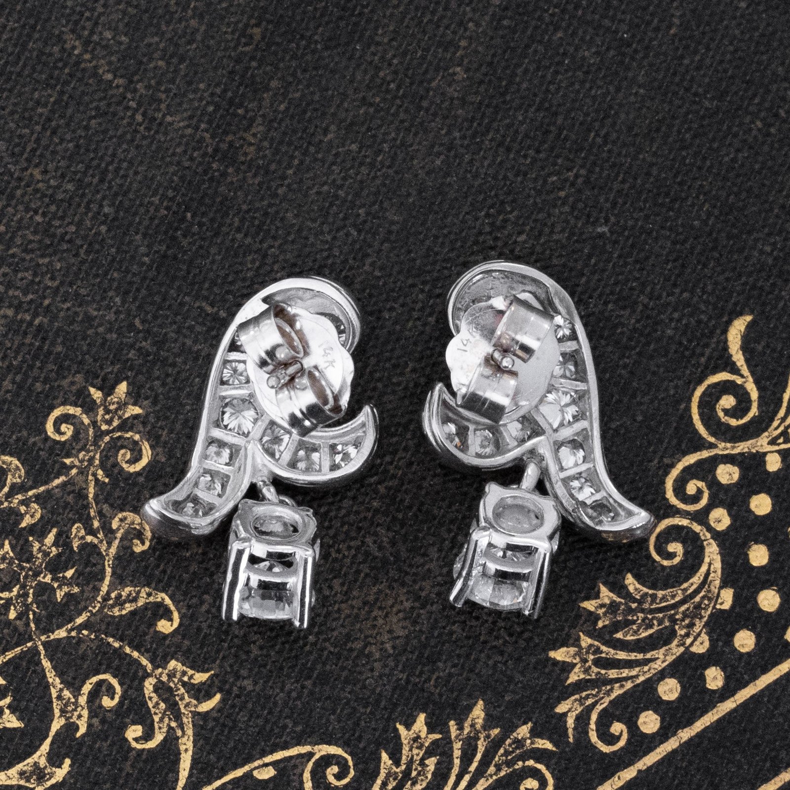1.41ctw Vintage Diamond Drop Earrings - Image 5