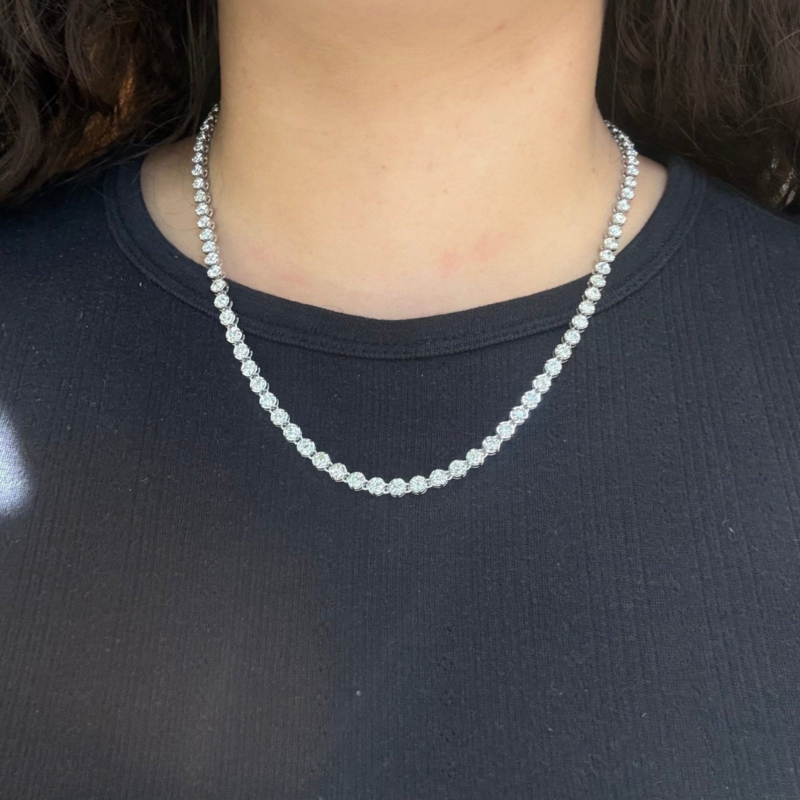 14.20ctw Old European Cut Diamond Tennis Necklace - Image 3