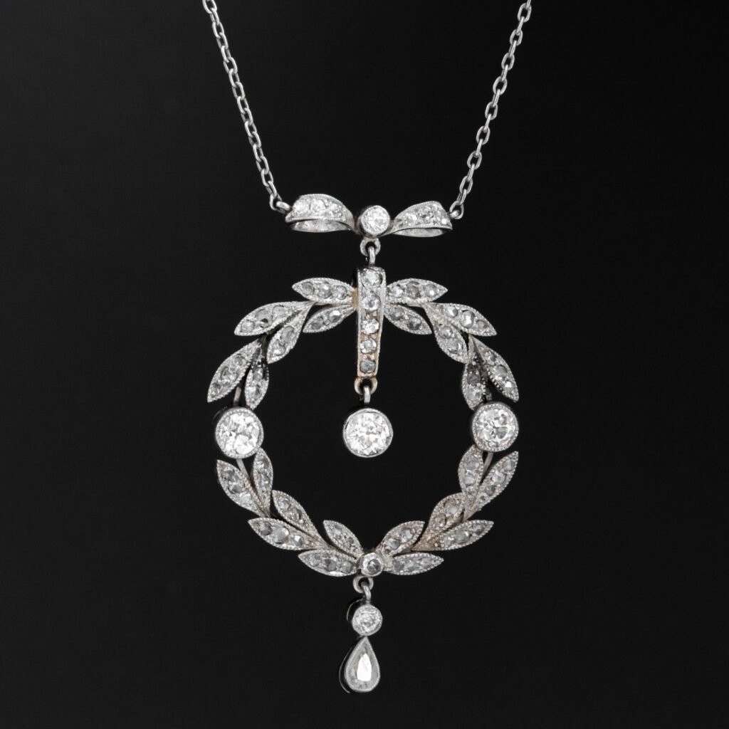 1.42ctw Edwardian Diamond Wreath Pendant