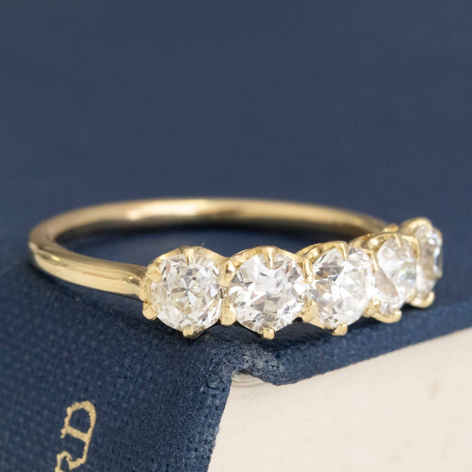 1.44ctw Old European Cut Diamond 5-Stone Half-Hoop Band - Image 3