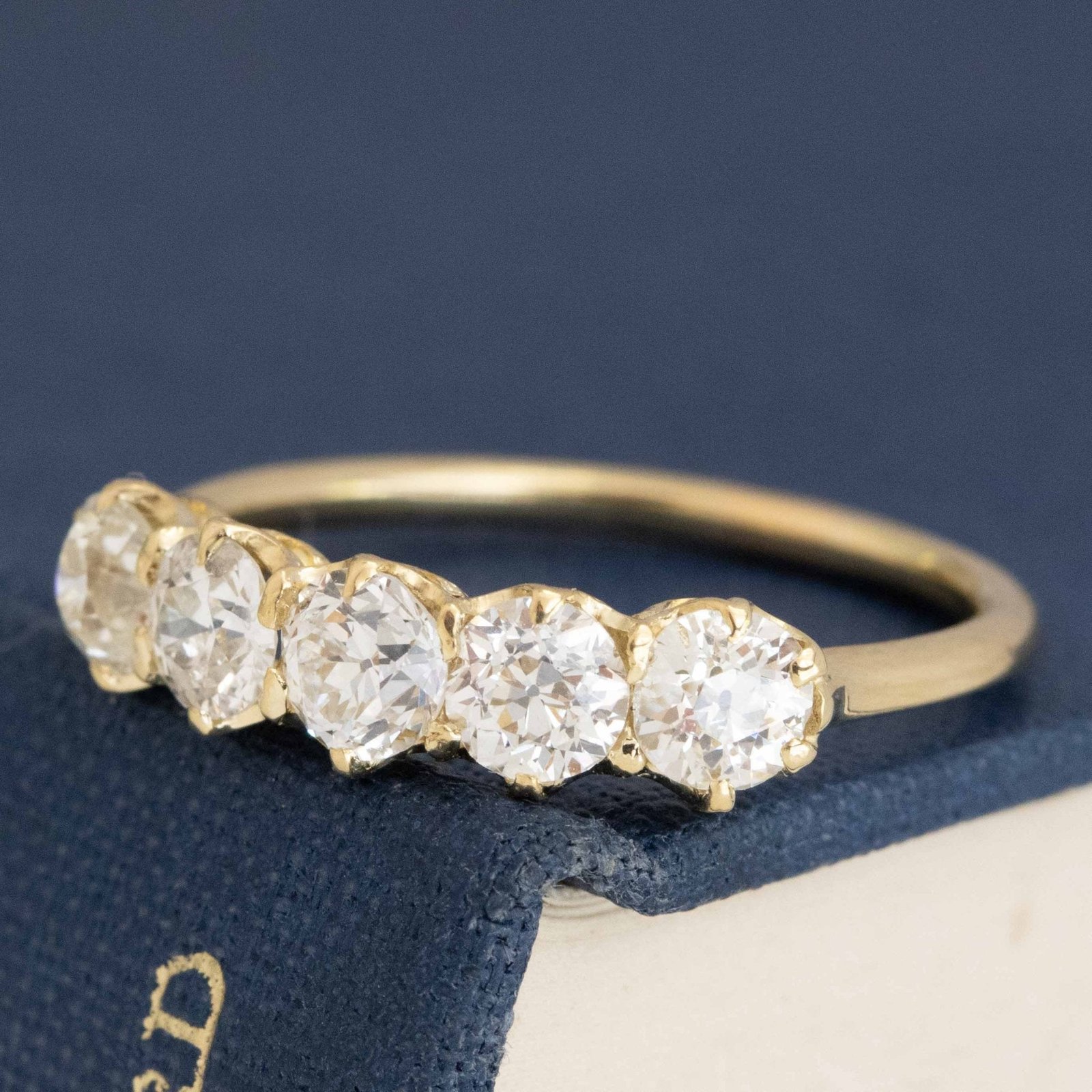 1.44ctw Old European Cut Diamond 5-Stone Half-Hoop Band - Image 4