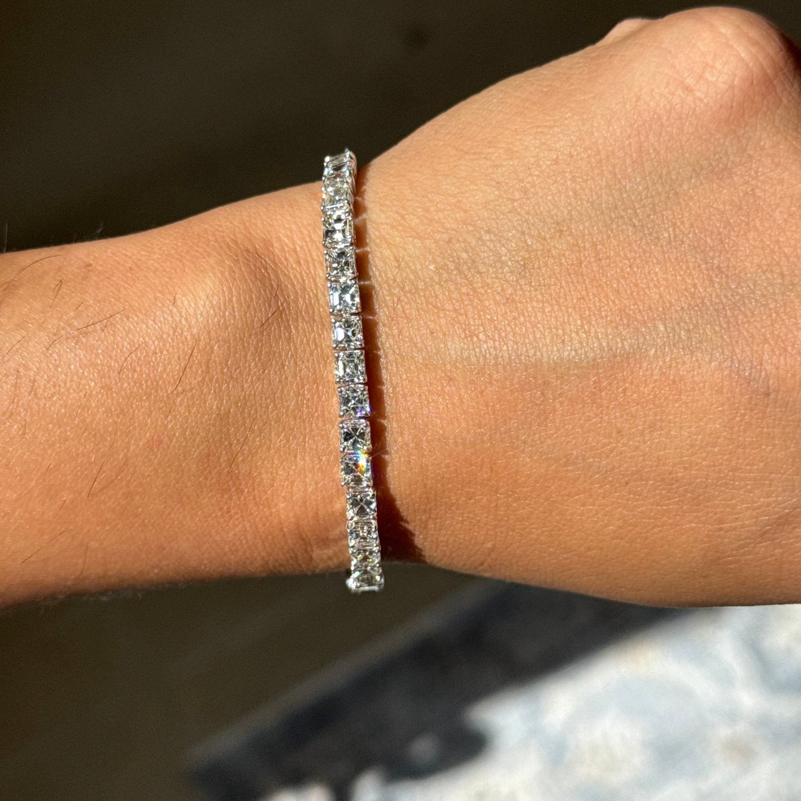 14.70ctw Vintage Asscher Cut Diamond Tennis Bracelet - Image 2