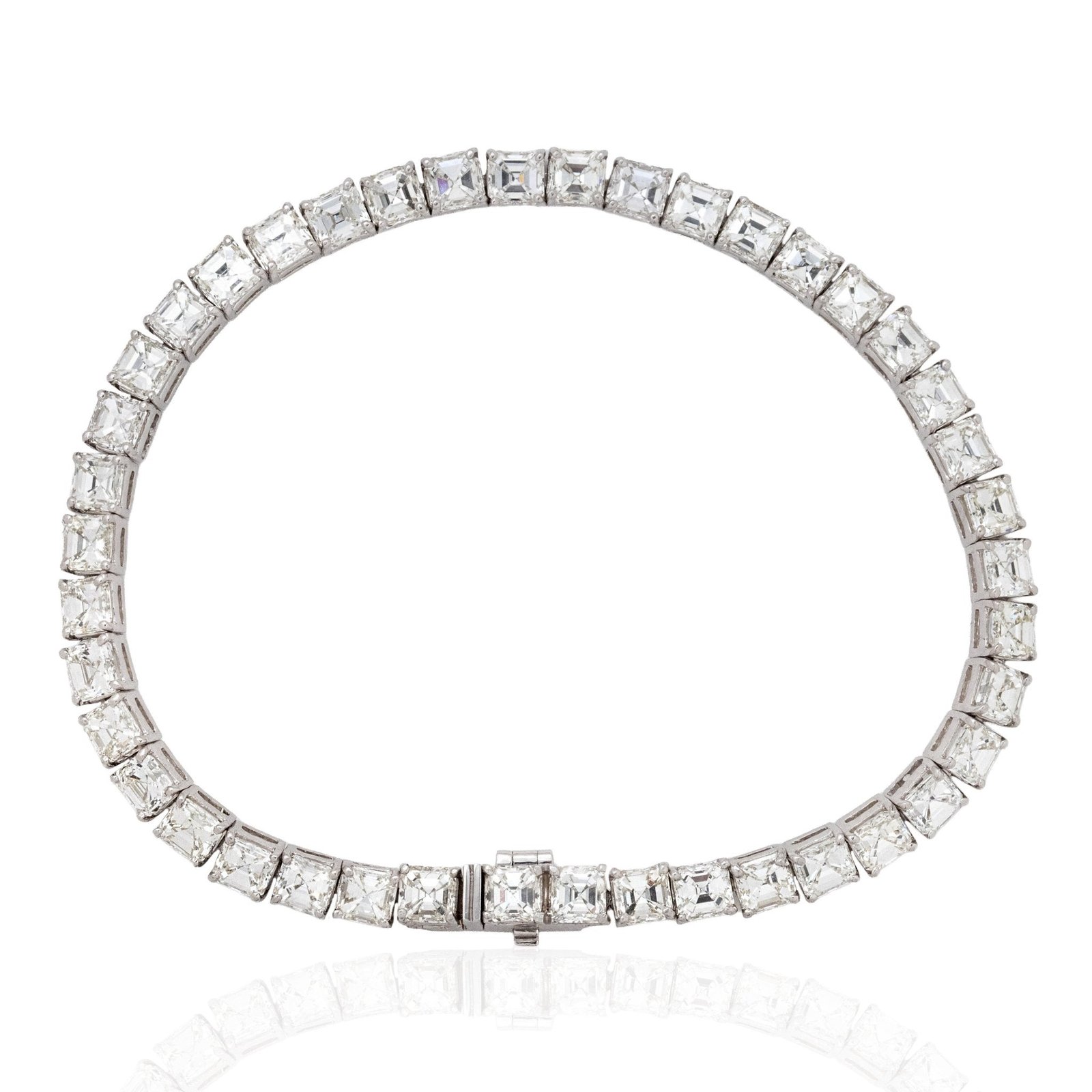 14.70ctw Vintage Asscher Cut Diamond Tennis Bracelet