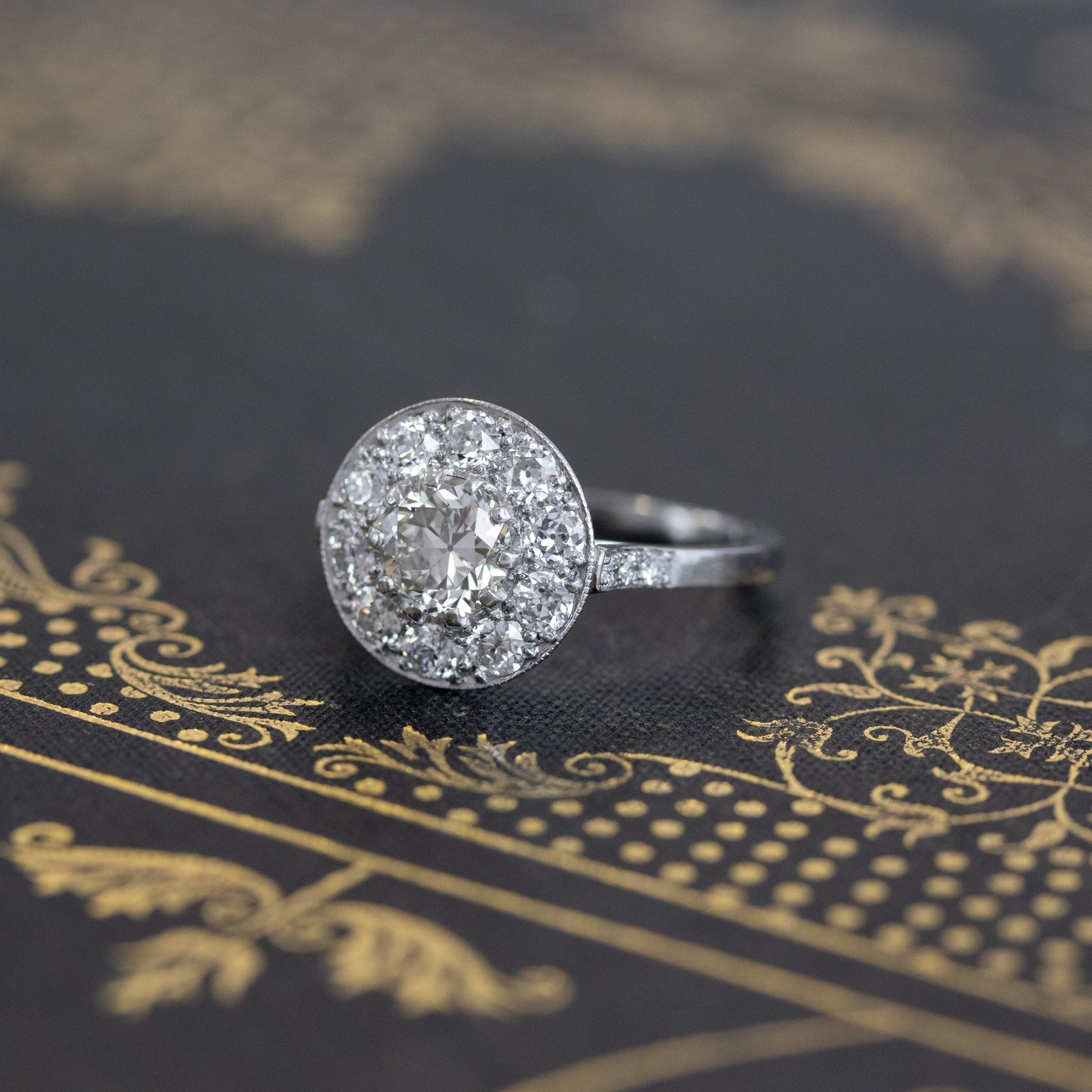 1.47ctw Old European Cut Cluster Ring - Image 5