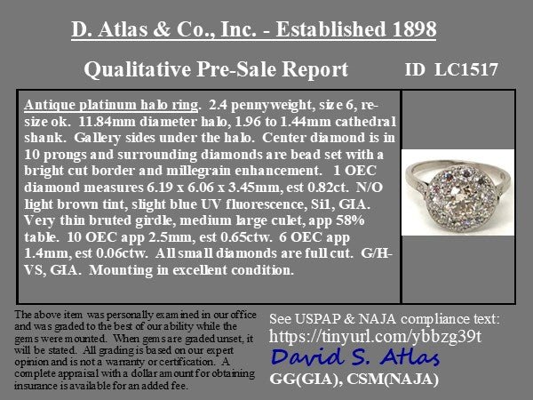 1.47ctw Old European Cut Cluster Ring - Image 3