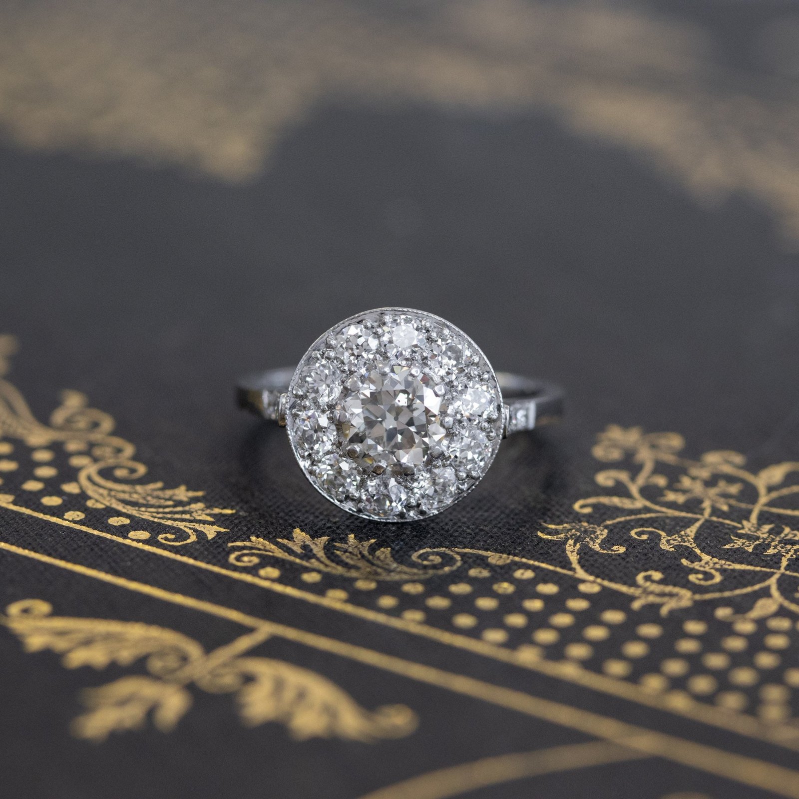 1.47ctw Old European Cut Cluster Ring