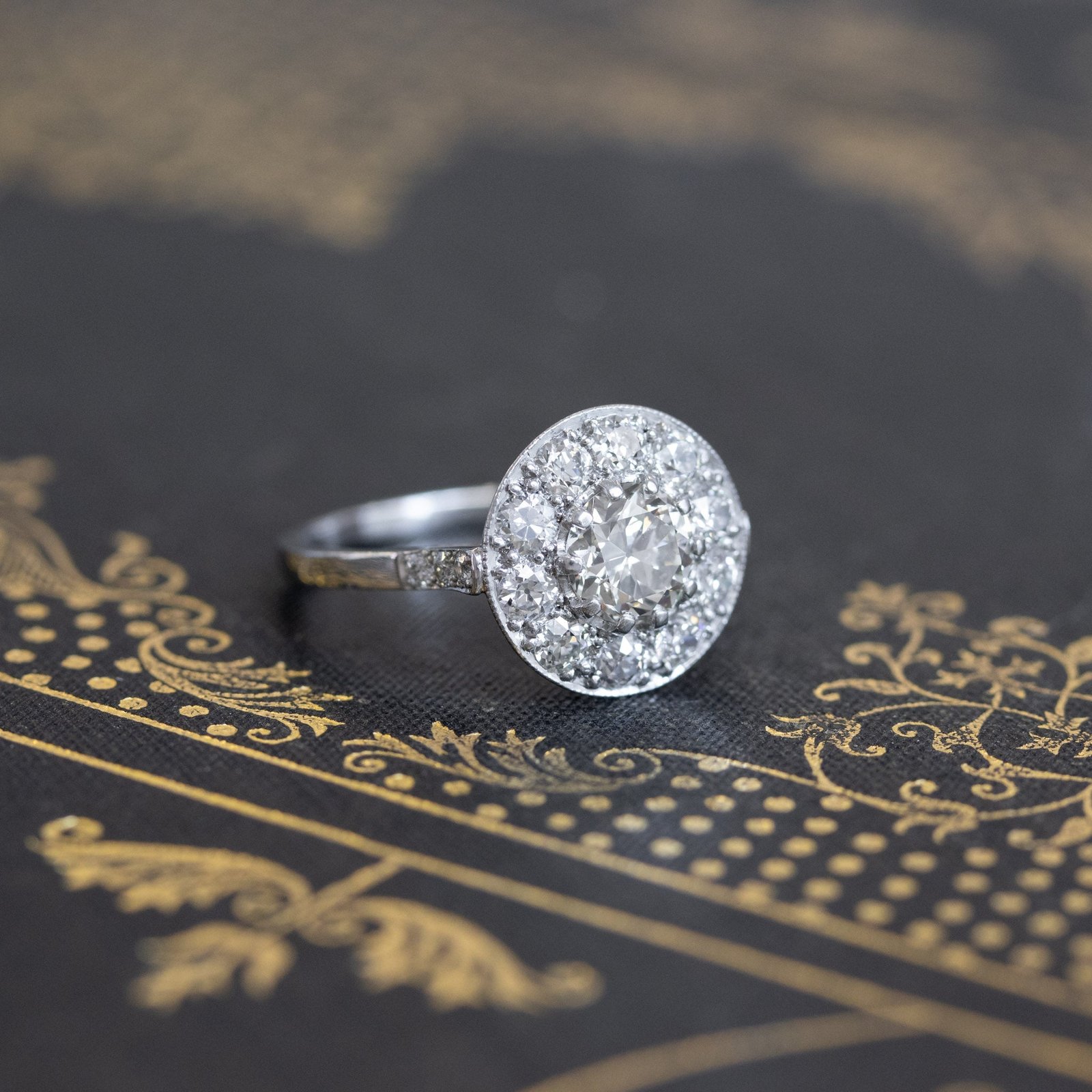 1.47ctw Old European Cut Cluster Ring - Image 4