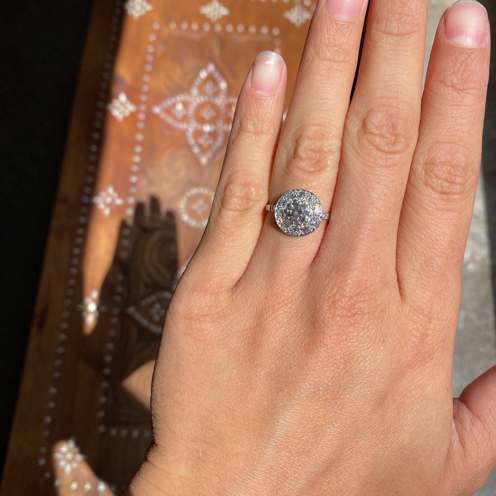 1.47ctw Old European Cut Cluster Ring - Image 2