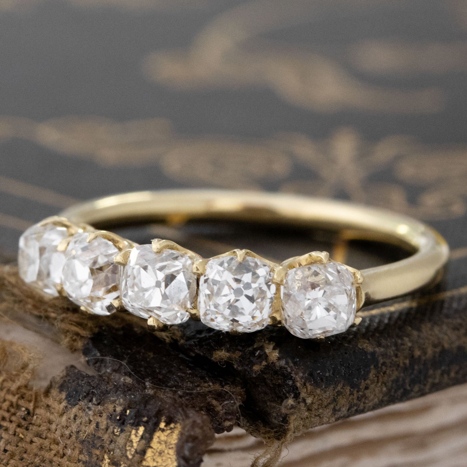 1.47ctw Old Mine Cut Diamond 5-Stone Band - Image 4